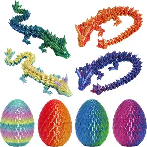 4PCS 3D Printed Dragon Egg Set,Crystal Animals Egg Fidget Toy with Dragon Inside Easter Halloween for Kids