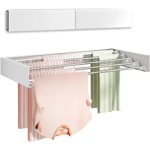 Wall-mounted clothes dryer, 80cm foldable clothes dryer for indoor or outdoor use, stainless steel rod, hanging clothes dryer, compact format clothes dryer for bathroom, balcony