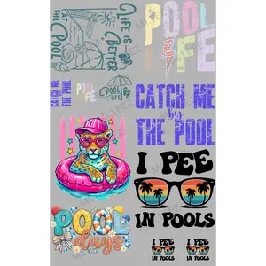 LIFE IS BETTER AT THE POOL (1) PREMADE GANGSHEET - 22X36 DTF TRANSFERS - DIRECT TO FILM