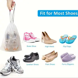 5-Piece Transparent Travel Shoe Bag Set, Drawstring Storage Bags, Multi-Use Dustproof Portable Shoes Organizer for Men and Women