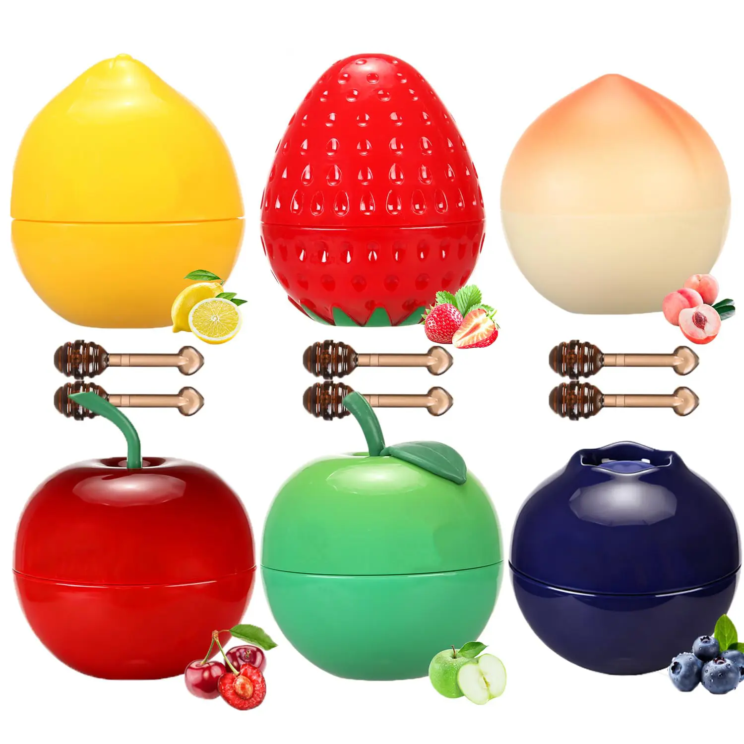 4/6/8-piece fruit heart-shaped can lipstick, a natural, non-drying, hydrating lip care product enriched with vitamin C and extracts, convenient for adults to carry and use daily, suitable for all skin types, making it an excellent holiday gift