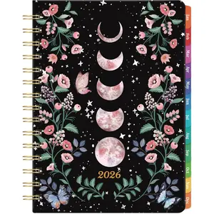 2026 Planner - 2026 Planner Weekly and Monthly with Tabs, Jan. 2026 - Dec. 2026, 6.3" x 8.4", Planners 2026 with  Pocket + Thick Paper + -Wire Binding - Moon