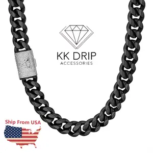 Men's BlackCuban Chain Necklace Fashion Model HipHop Punk Style Chain Necklace for Party Daily Decoration Fashion Men Stainless Steel necklaces men men's jewelry initialnecklace name necklace name plate necklace