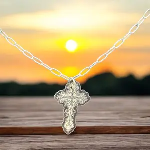 Sterling Silver Cross Pendant with Paperclip Chain