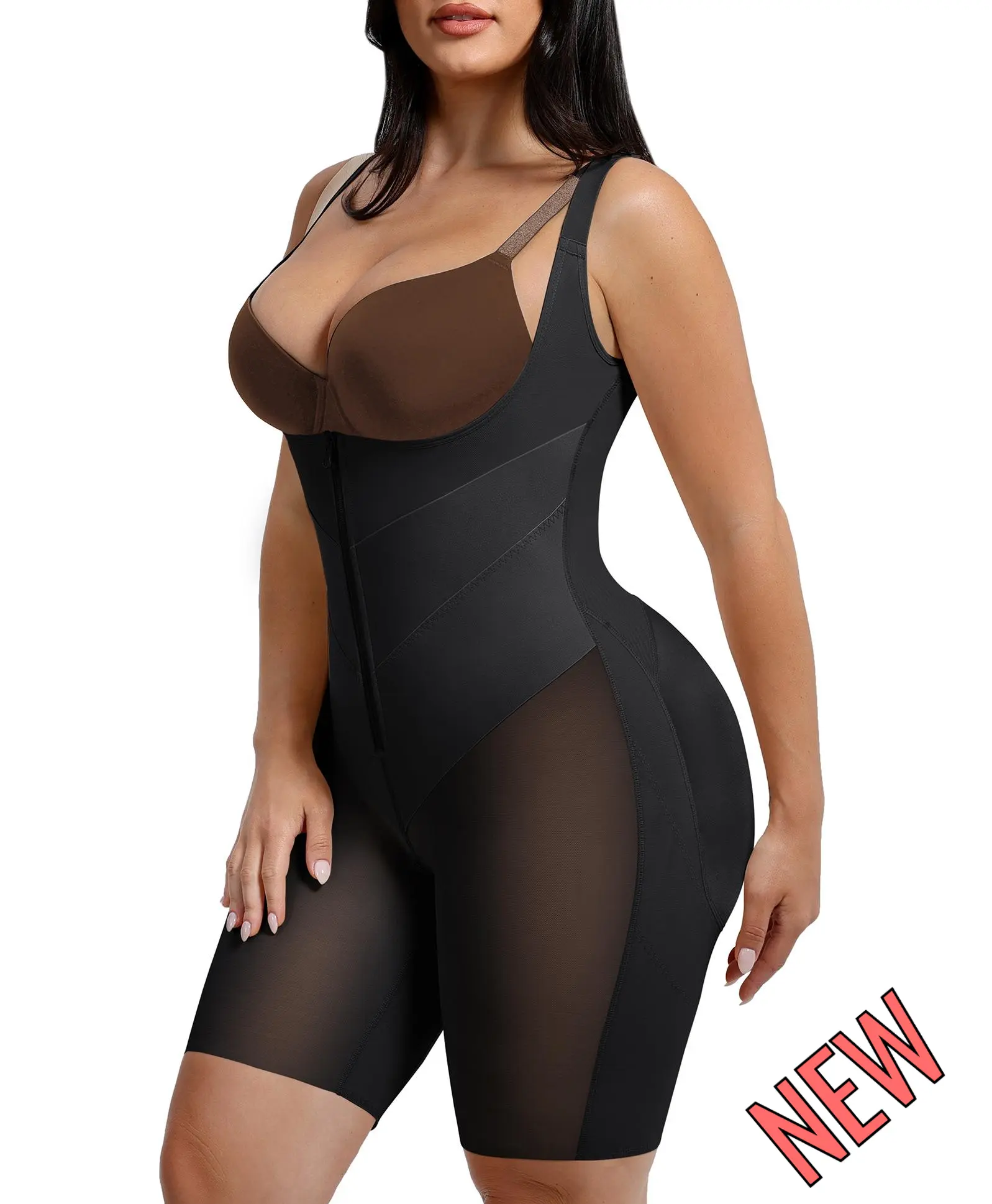 FeelinGirl #LIVE Feelvibe V-shaped Fajas Colombianas Moldeadoras Booty Lifting Shapewear U-Scoop Back Faja Body Shaper with Zipper Crotch