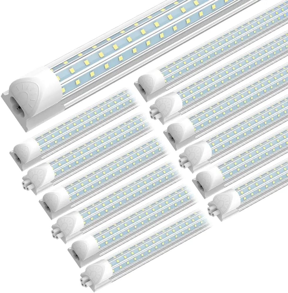 (12 Pack） LED Shop Light 4FT, 50W 7500LM 6000K Cool White, D-Shaped, Linkable LED Light Fixtures, T8 Tube Lights 4FT for Workshop Garage Basement, ETL Listed v shape utility