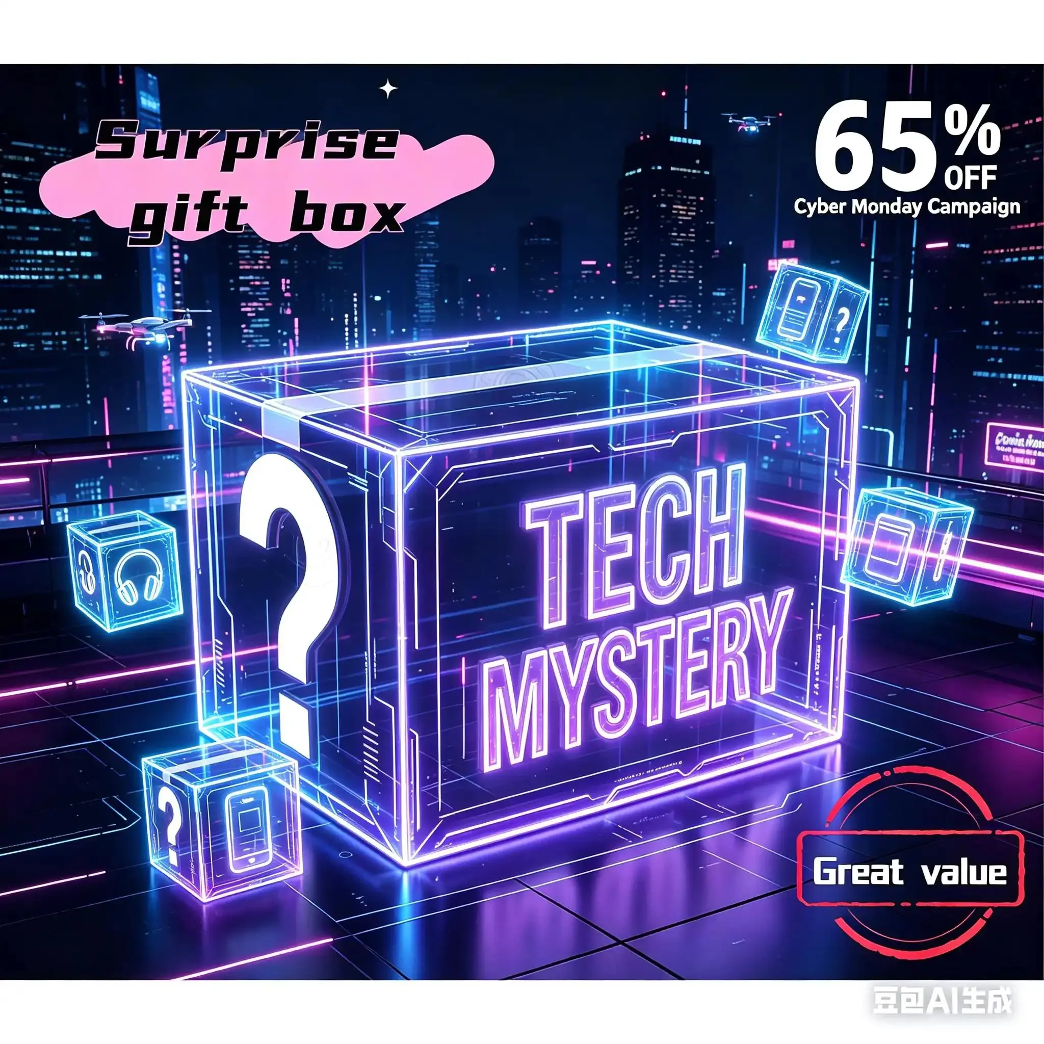 Surprise Tech Mystery Box – Random Laptops, Wireless Earbuds, Power Banks, Mechanical Keyboards & Assorted 3C Accessories Inside