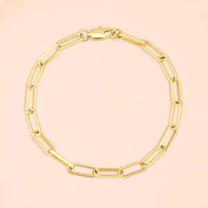 MEIITRUE 14K Gold Plated Paperclip Chain Adjustable Bracelet for Women, Waterproof Paperclip Chain Link Fashion Accessories Gifts