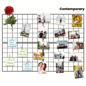 4pcs DIY barbed wire wall grid plate, modern square iron photo frame, modern frames, family theme collage for hanging wall decoration