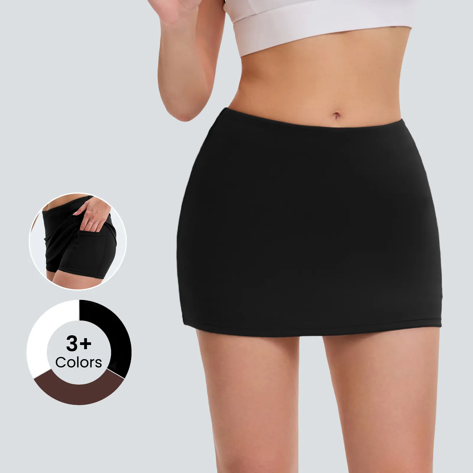 FireSwan Women's Low-Rise Solid Color Sports Skort - Lightweight Athletic Skirt with Anti-Exposure Design, Ideal for Outdoor Tennis & Fitness Workouts, Lightweight Athletic Skirts, Sports Skirt,summervibes