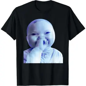 Funny AI Baby Holding Laugh Meme Trend T-Shirt