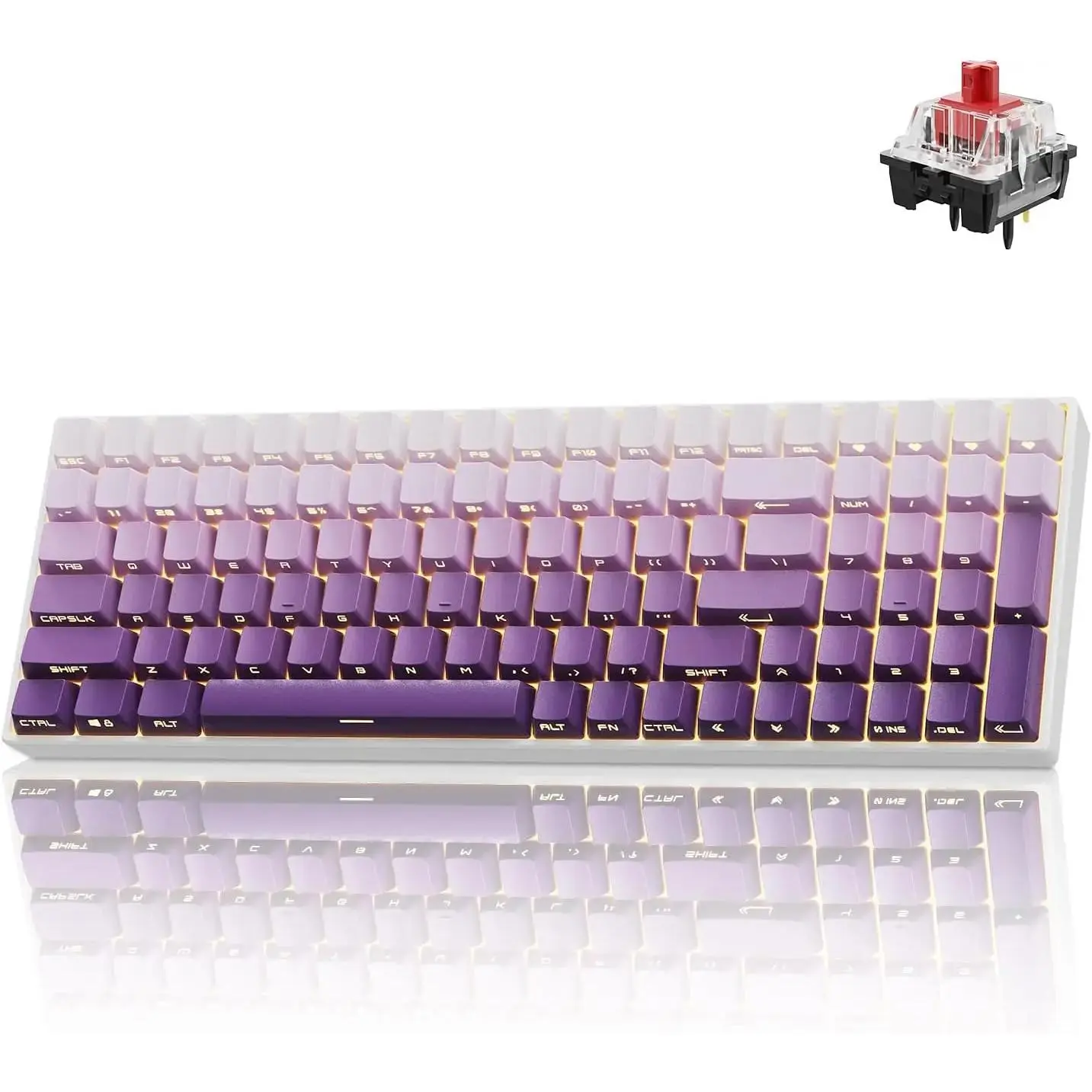 ZORNHER ZH100 Wireless Mechanical Keyboard, Compact Design, 98% Numeric Keypad, Gradient Purple Keyboard, Creamy Sound Linear Switches, Hot-swappable Customizable Keyboard, Ideal Gift ,,DealsforYouDays ,SummerWinsback to school shopping
