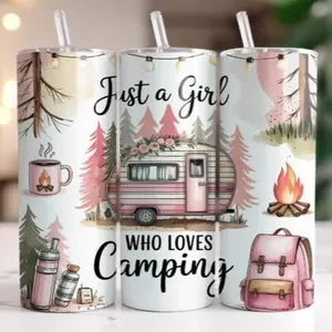 Loves camping | 20oz Skinny sublimation transfer print out (TRANSFER ONLY, NOT A FINISHED TUMBLER)