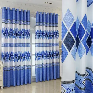 1pc Nordic Blue Diamond Window Curtain, Artistic Home Decor, Sunshade Noise Reduction, Suitable for Living Room Balcony Bedroom