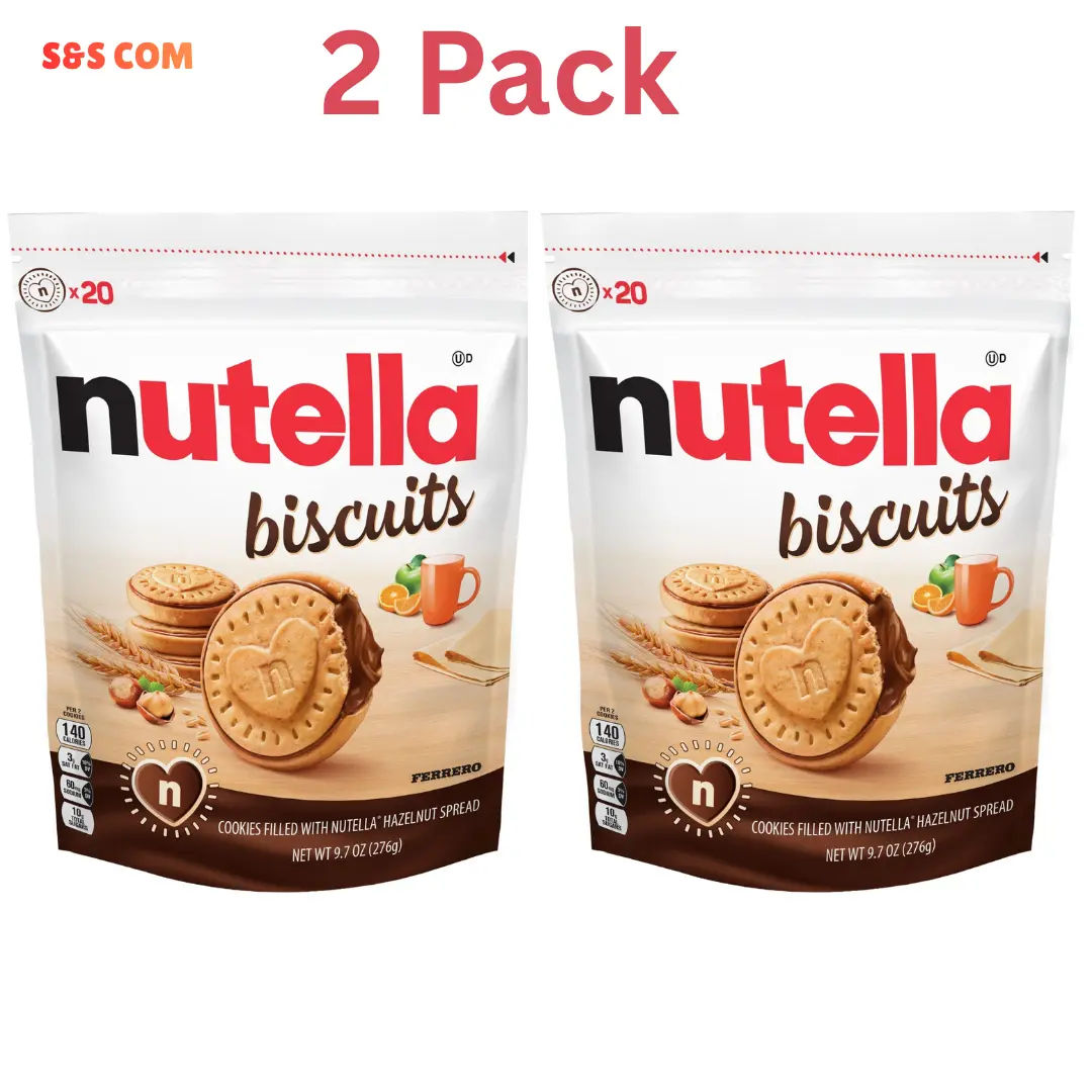 (2 Pack) Cookies Filled with Nutella Hazelnut Spread, Sweet Snack Pack, 9.7 oz