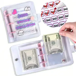 Savings Challenge Mini Binder with Cash Envelopes, Portable Money Saving Budget Binder, Reusable, Cute Style, Ideal for 1000 Cash Stuffer