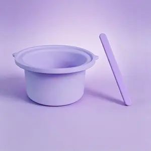 Silicone Hard Wax Melting Bowl with 1 Wick Stick, Reusable Non-Stick Easy Clean, High Temperature Resistant, Suitable for Home Hair Removal, Unisex Hair Removal Product