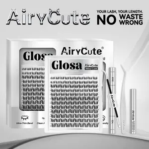 Glosa | AiryCute Velour Luxe Collection Upgrade U Lashes with Ultra-Dense, Waterproof, Long-Lasting Lashes | Vivi | Natural Daily | Beginner-Friendly DIY Lashes for a Flawless, Voluminous Look | Trendy & Must-Have Clusters