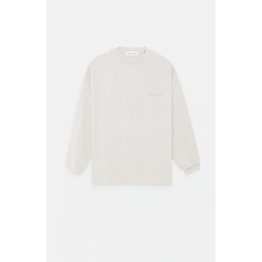 Fear of God ESSENTIALS Men's Heather Oatmeal Classic Long Sleeve T-Shirt Fear of God ESSENTIALS Men's Heather Oatmeal Classic Long Sleeve T-Shirt