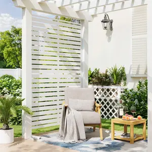 6FT Metal Privacy Screen, 72"H x 47"W Decorative Fence Panel with Stable Stand, Weather-Resistant Freestanding Divider for Garden, Patio, Balcony