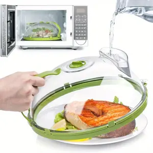 Transparent Microwave Food Cover with Steam Holes, Non-Slip Handle, Oil Resistant, Safe for Food Contact, Kitchen Organization, Small Kitchen Gadgets, RV Kitchen