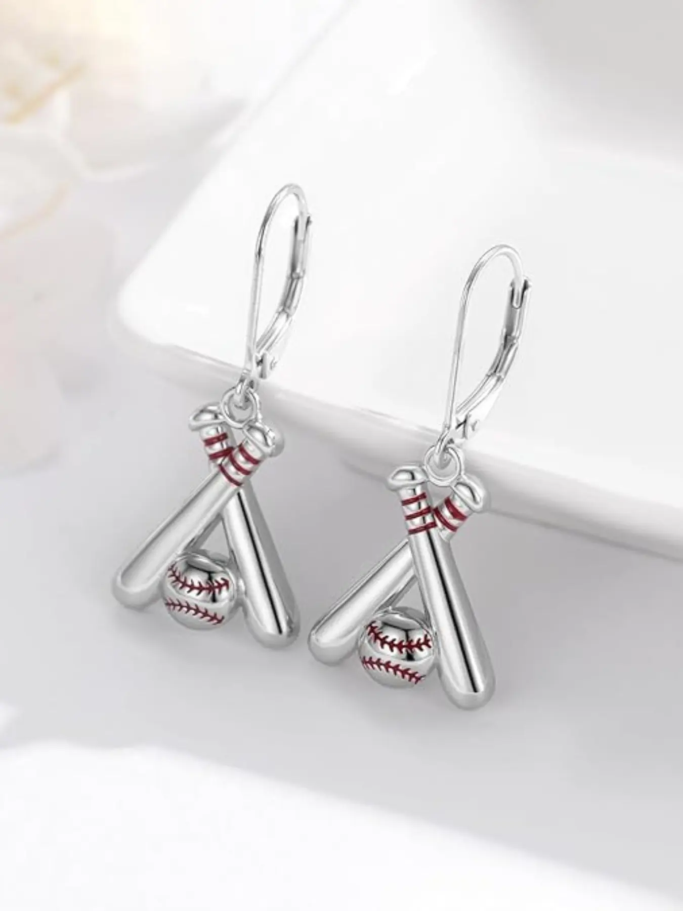 Zinc Alloy Baseball Pendant Earrings, Fashion Baseball Shape Ring Earrings, Sports Ball Pendant, Astronaut Accessory, Jewelry Gift for Women and Moms