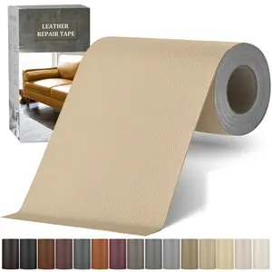 Self-Adhesive Leather Repair Patch, 4" x 63" Vinyl Leather Repair kit for Furniture, Leather Repair Tape for Car seat, Couch, Furniture Light Khaki