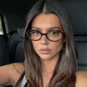 Trendy New Oval Flat Lens Small Frame Retro Bare-Faced Fashionable daily Glasses for Women
