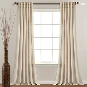 Lush Decor Linen Button Pinched Pleat Single Window Curtain Panel - Sold Individually - 84"L x 40"W Farmhouse Chic Neutral Colorway Sun Shade Film Shutter Blinds