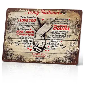 To My Husband I Love You Forever And Always 12x8 Inch Aluminum Metal Sign - Romantic Wife Gift, Retro Rustic Wall Decor for Home, Anniversary Gift