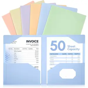 Plastic Folders with Pockets, 6 count Heavy Duty Folder,  to School Fit Letter Size with Business Card Slot, Aesthetic 2-Pocket File Folder Bulk for Schoolwork & Office, Pastels Colors