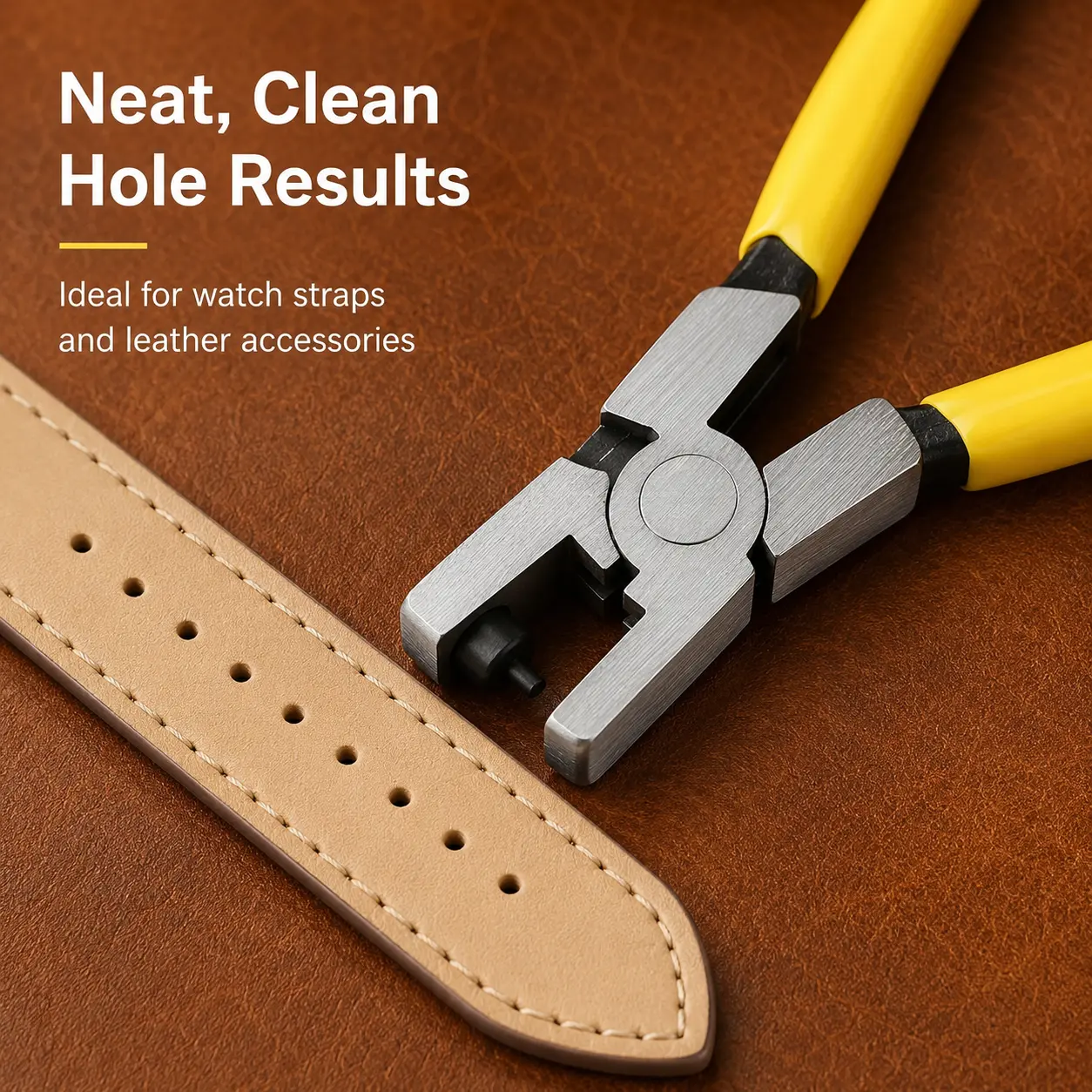 Leather Hole Puncher for Belts & Straps, Portable Punch Pliers Tool for Shoes, Watch Bands, Sandals, Tags and Craft Work