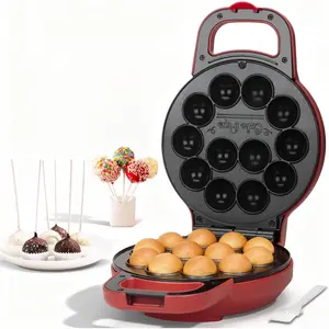 Flip Cake Pop Maker Machine with Ceramic Coating, Make 12 x 1.4 Inch Cake Pops, Cake Pop Kit for , Cake Pop Supplies, Snack Machine, Recipe & Brushed Included, Red
