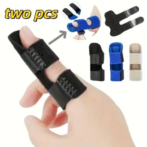 Pair of Finger Splints Snug Fit with Built-in Aluminum Plate Support Breathable Diving Fabric for Sleep Sports Outdoor Basketball Unisex Polyester Fiber