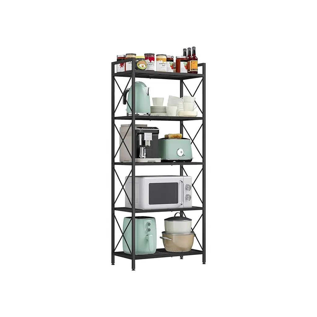 SONGMICS Steel Storage Rack with X-Side Frames, Adjustable Home Organiser, Multi-Purpose Kitchen Storage Rack
