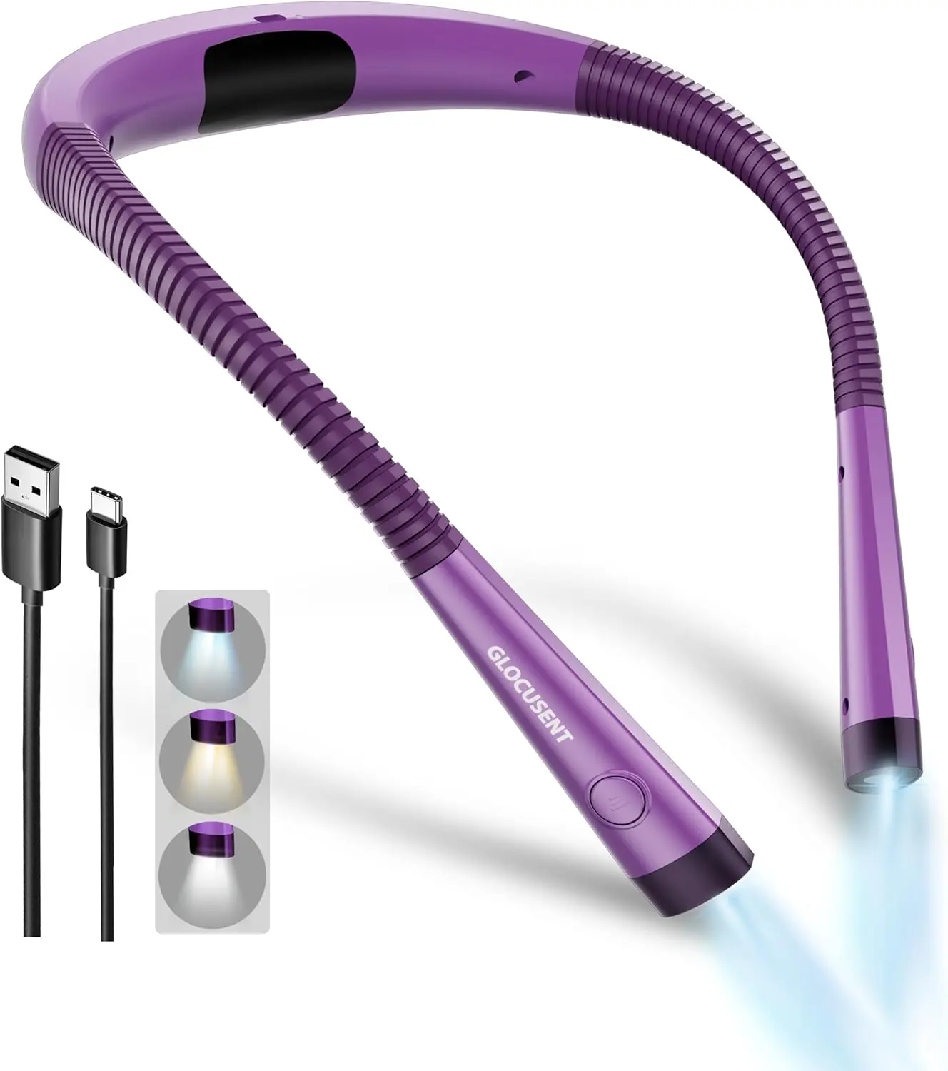 Glocunt B Light, 3-Color & 6-Brightness Rding Light, Bendable Neck Light, 80-hr Lasting Rechargble B Light, Perfect Rding Lights for Bs in Bed, Knitting, Repairing, B Lovers Gifts
