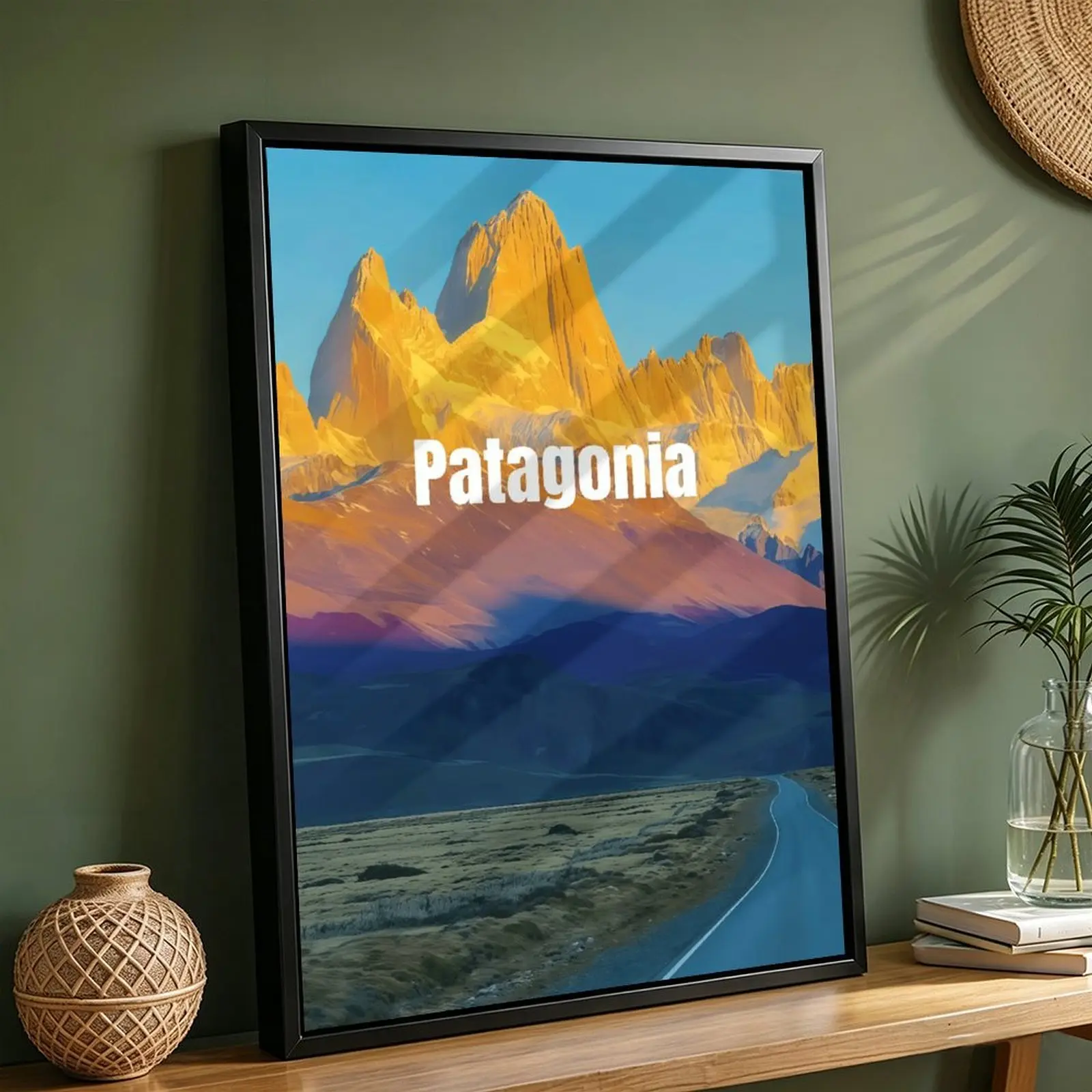 Sunlit Golden Mountains Landscape Wall Art Print - Lightweight Nature Poster, Home Decor Accent for Living Room, Sofa Side Room, Outdoors, Gift