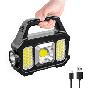 Solar Handheld Flashlight, 1000 Lumens Solar or USB  Handheld Flashlights,  Portable Solar  Flashlights with 6 Modes for Fishing Outdoor Camping Power Outage