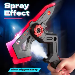 Transformable Toy Sword Axe, Cool Electric Glowing Weapon with Sound Light Spray, Rechargeable Kids Interactive Battle Toy Gift