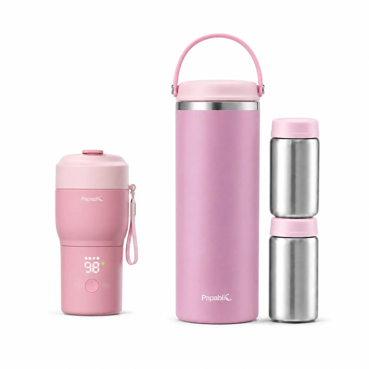 Papablic On-the-Go Feeding Kit for Newborns, a Portable Fast Bottle Warmer with Built-in Sterilizer & 36H 20oz CapsuleChill Travel Breastmilk Chiller