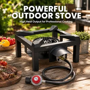BESTFIRE 10" High-Pressure 100,000 BTU Propane Burner – Outdoor Single Gas Stove with 8L Water Bag & 4.1ft Adjustable Hose with Regulator, Heavy Duty Portable Cooker for Backyard Cooking, Seafood Boil, Camping & Home Brewing