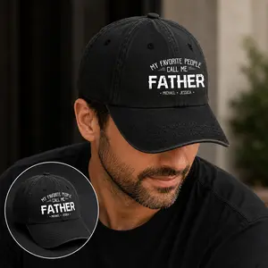 My Favorite People Call Me Love Personalized Vintage Washed Denim Cap, Custom Dad Hat, Father's Day Gift for Dad, Best Dad Ever Cap, Papa Hat, Grandpa Gift, Dad Life Baseball Cap, First Father's Day Gift, Birthday Gift for Husband