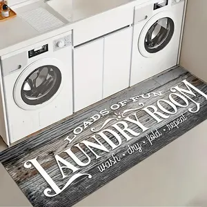 1 Pc Brown Wood Grain Laundry Room Rug Soft And Comfortable Long Strip Carpet Printed Mat Anti Slip Floor Mat Suitable For Home Kitchen Living Room Bedroom Sink Laundry Room Decoration Carpet Mat