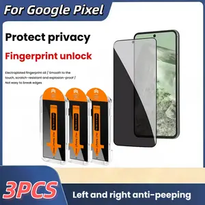3-Pack Privacy Tempered Glass Cellphone Protective Screen Protector for Google Pixel Series, Smartphone, Protection, Accessories, Supports Ultrasonic Fingerprint Unlock, Bubble-Free, Easy Install, Tempered Film