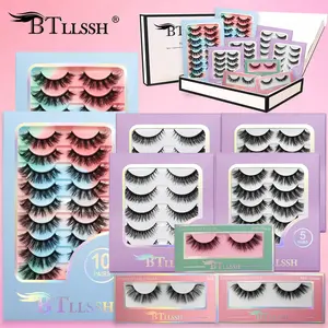 43 Pairs Btllssh Gift Box Ultra Long Barbie Style Thick Volumized False Eyelashes, Mixed Lengths 14-18mm, 6 Styles, Non-Toxic, Solid Form, Cosmetic, Volume Lashes