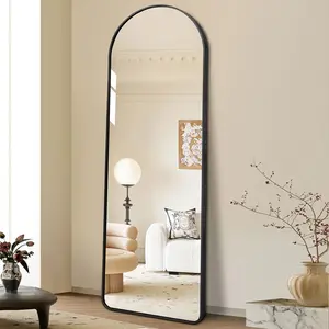 Arched full-length mirror with bracket, full-length mirror, full-length mirror, floor standing mirror, home wall mounted mirror, simple dormitory, bedroom, hotel and bathroom, large mirror, living room and dressing room, wardrobe, hanging mirror for use