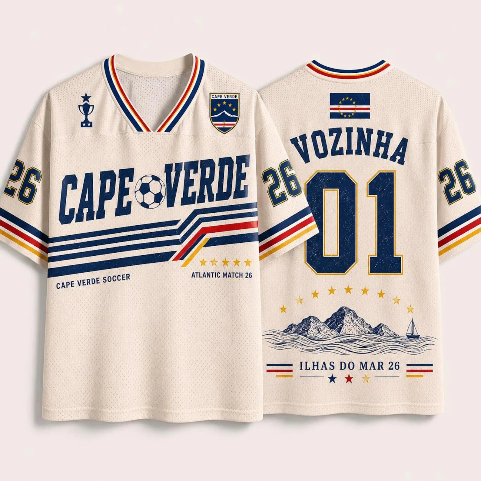 Premium Version 3D Vozinha Cape-Verde Soccer Jersey - A Must-Have for WorlddCup Fans – Classic Style Jersey - Breathable Mesh Fabric -  Perfect Gift