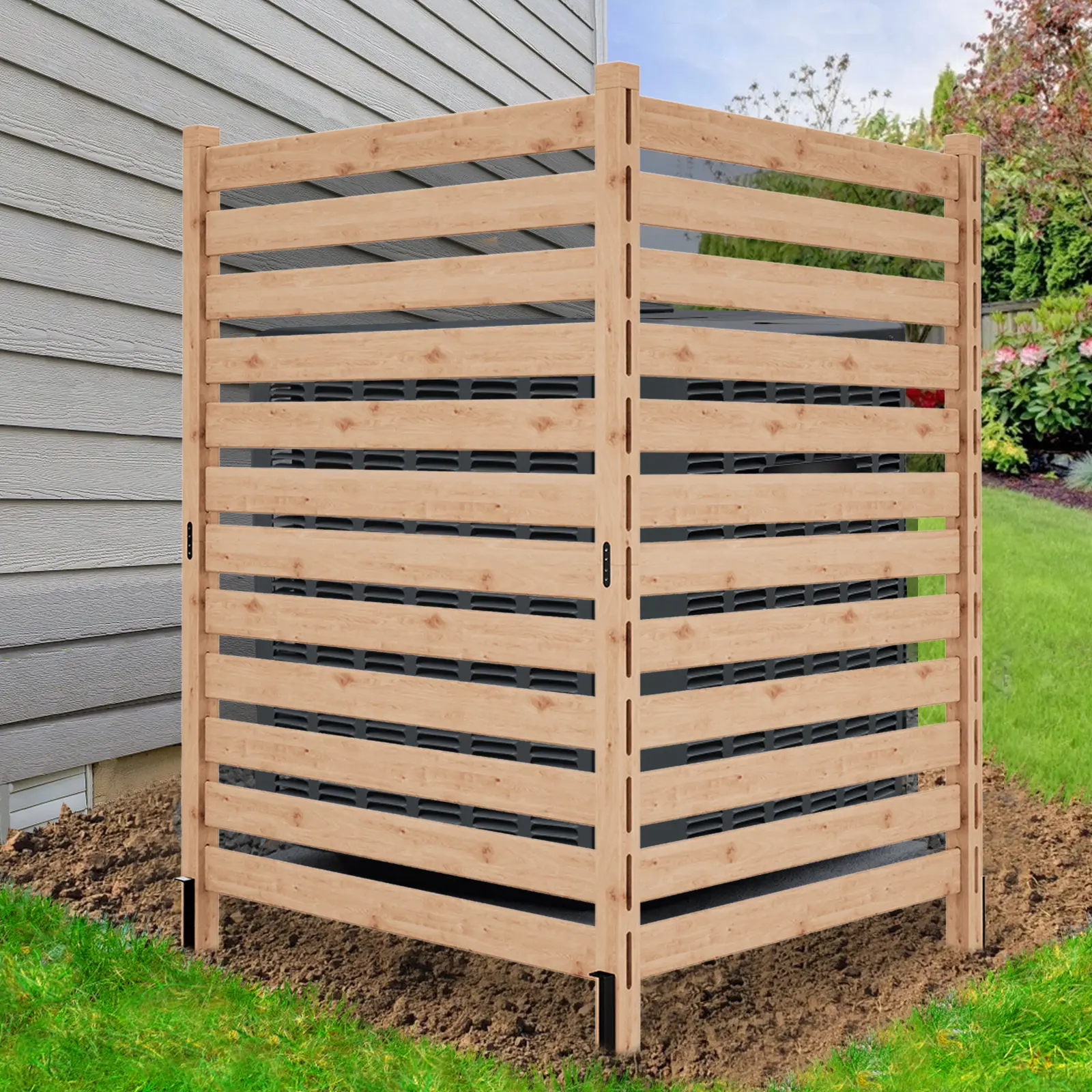 Lilypelle Air Conditioner Fence Outdoor Privacy Fence Screen, Pool Equipment Enclosure Fence Trash Can Enclosure Wood Fence Panels for Outside deskmakeover