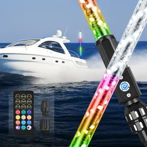 Nilight 3FT Boat Navigation Whip Light - 360° Visibility, 2NM Coast Guard Compliant, 400+ Patterns with Remote, Plug-in Base LED Spiral Stern Light for Night Fishing, Yacht, Pontoon, Fishing Boat Accessories
