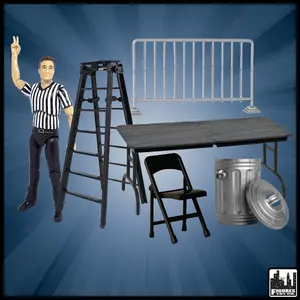 Ultimate Referee & Set of 5 Accessories for WWE & AEW Wrestling Figures